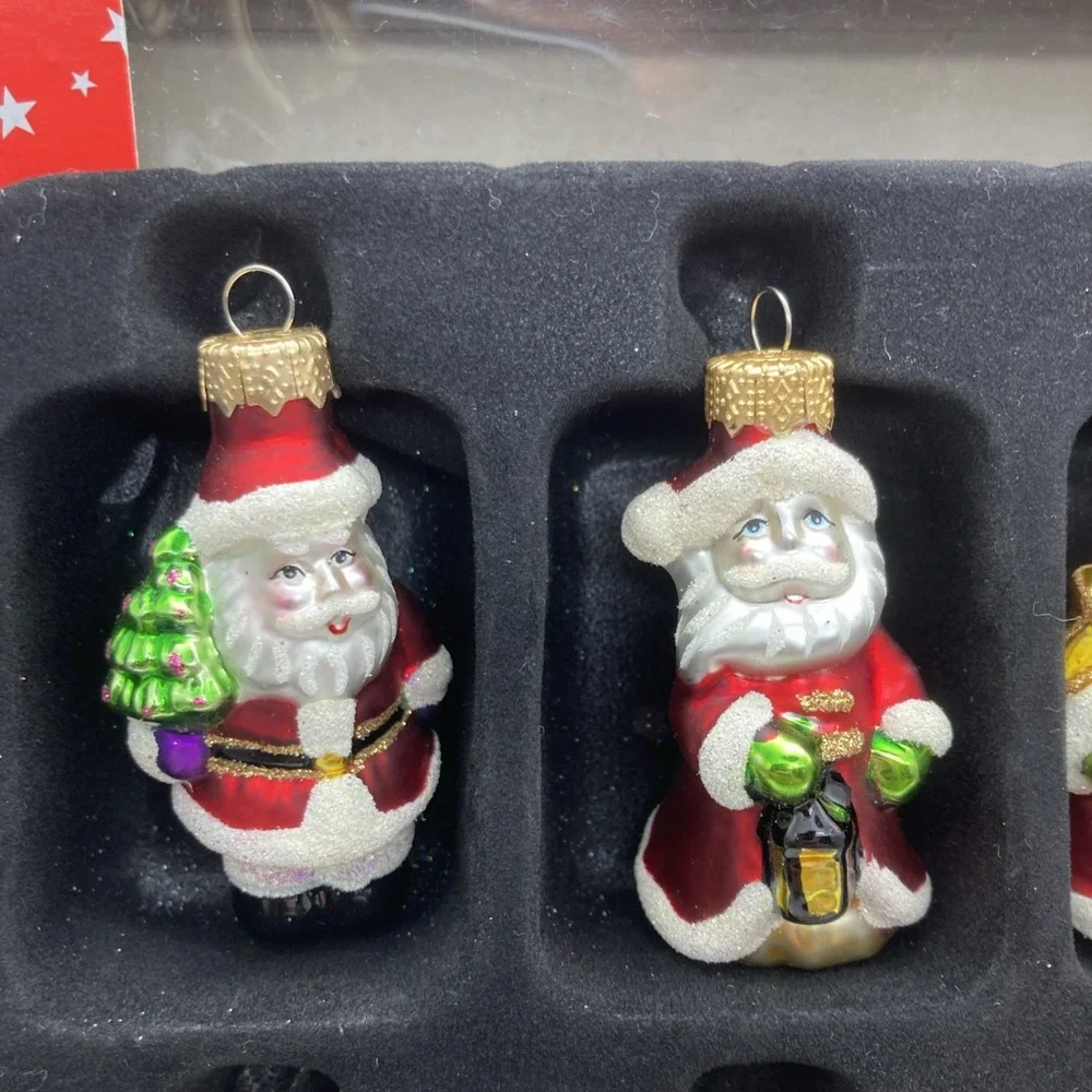 MACY'S Holiday Lane Christmas Box Set of 12 Glass Santa Claus 2